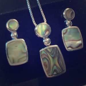 Sterling mother of pearl necklace & earring set.